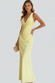 Elena Rossi | Elegant Yellow Maxi Dress For Women