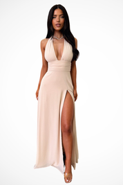 Sofia Bellucci | Elegant Black Halter Maxi Dress For Women