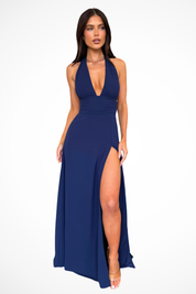 Sofia Bellucci | Elegant Black Halter Maxi Dress For Women