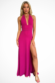 Sofia Bellucci | Elegant Black Halter Maxi Dress For Women