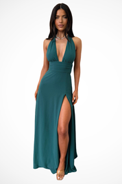 Sofia Bellucci | Elegant Black Halter Maxi Dress For Women