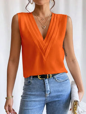Isabella Moretti | Elegant Sleeveless V-Neck Blouse For Women