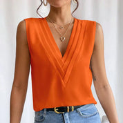 Isabella Moretti | Elegant Sleeveless V-Neck Blouse For Women