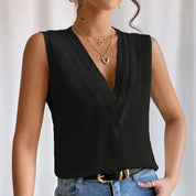 Isabella Moretti | Elegant Sleeveless V-Neck Blouse For Women
