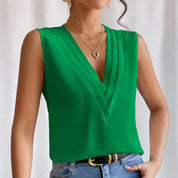 Isabella Moretti | Elegant Sleeveless V-Neck Blouse For Women