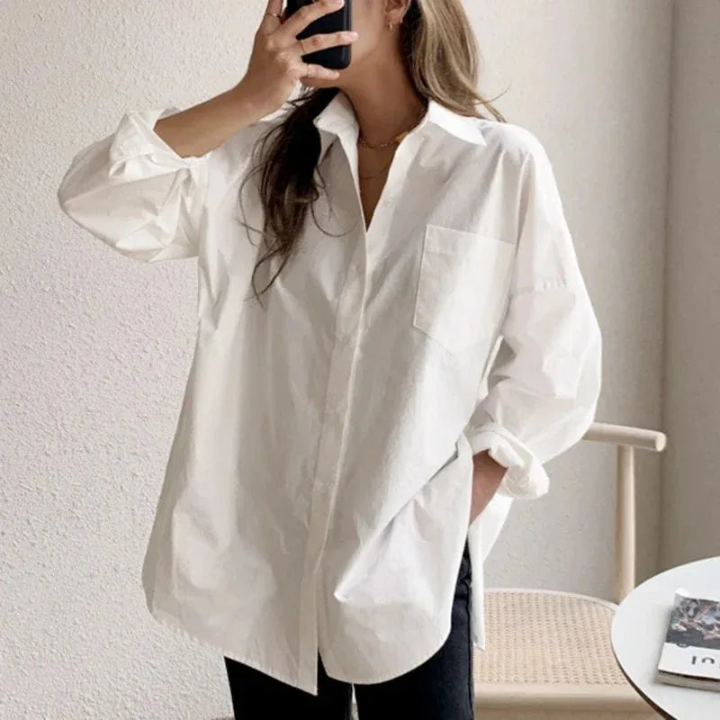 Elaine Drummond | Oversized White Cotton Shirt for Women