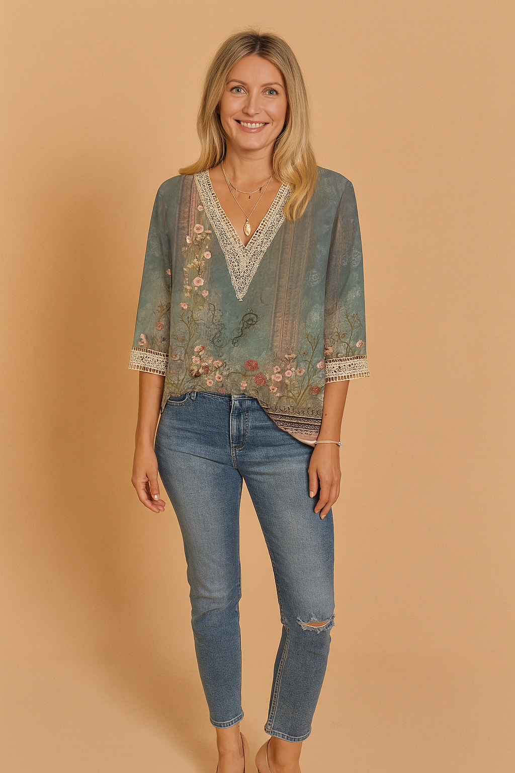 Celeste Beaumont | Elegant V-Neck Blouse For Women