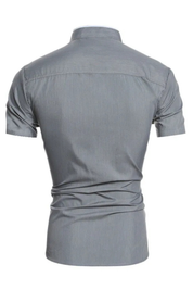 Raffaele Dunstable | Slim Fit Stand Collar Shirt in Black