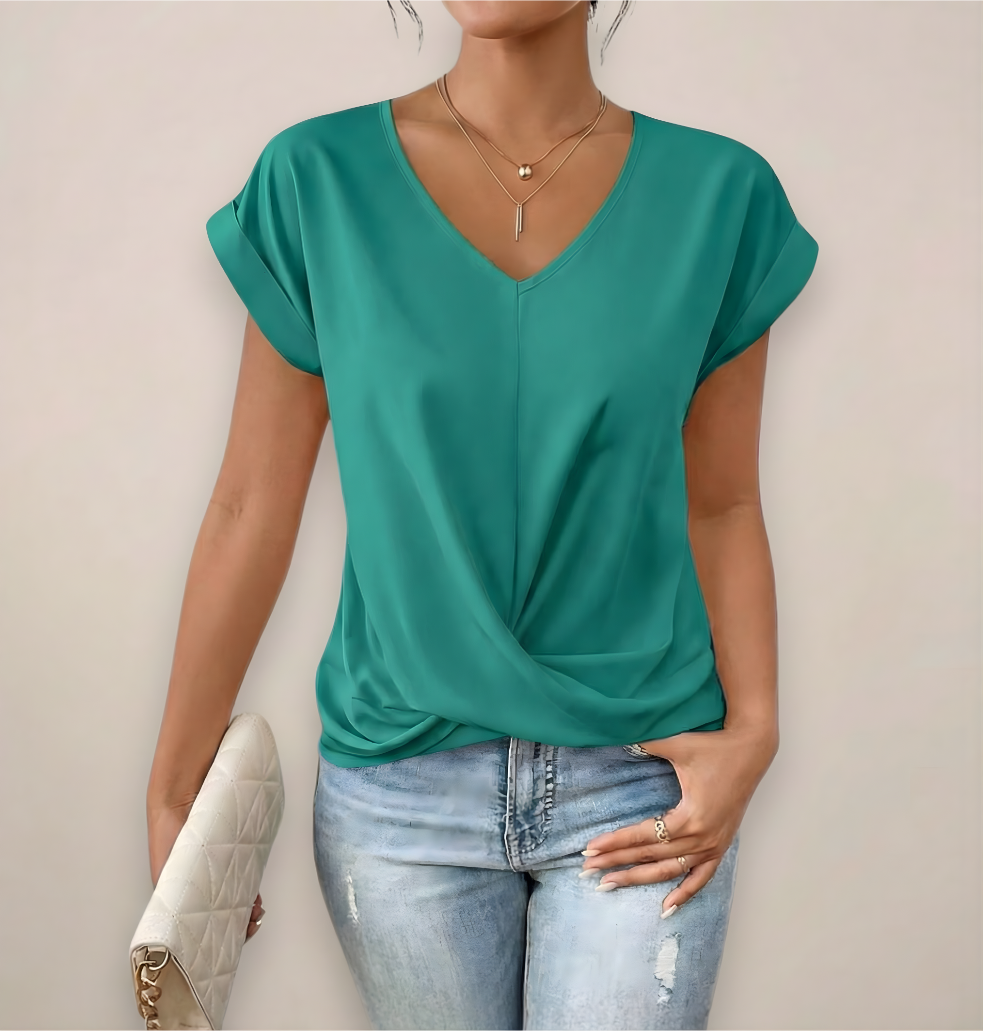 Mariana Ellington | Draped V-Neck Top For Women