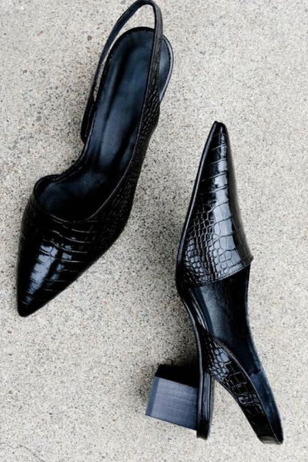 Rosalinde Fairmont | Tan Croc-Effect Slingback Block Heels