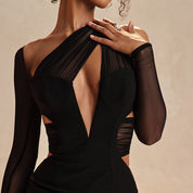 Serena Vanthorpe | Black Mesh Cut-Out Maxi Dress
