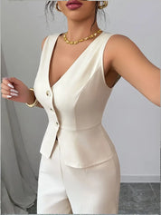 Alexandrine Fonvielle | Ivory Wide Leg Tailored Two-Piece Set