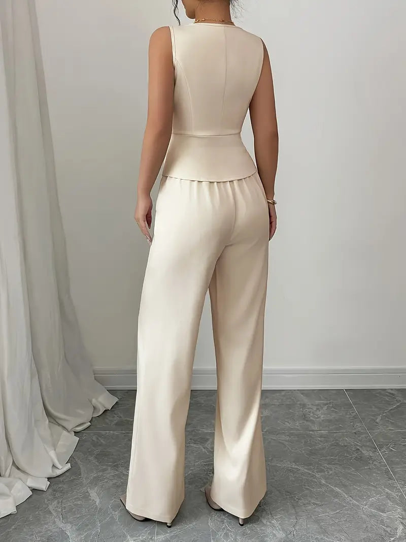 Alexandrine Fonvielle | Ivory Wide Leg Tailored Two-Piece Set