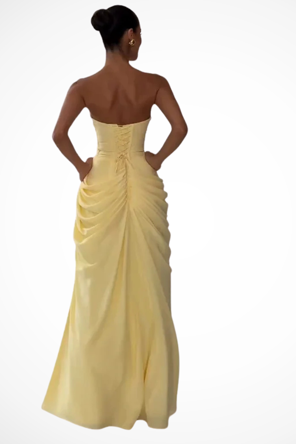 Vivienne Beausoleil | Navy Strapless Draped Maxi Evening Gown