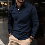 William Harrington | White Long Sleeve Polo Shirt for Men
