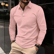 William Harrington | White Long Sleeve Polo Shirt for Men