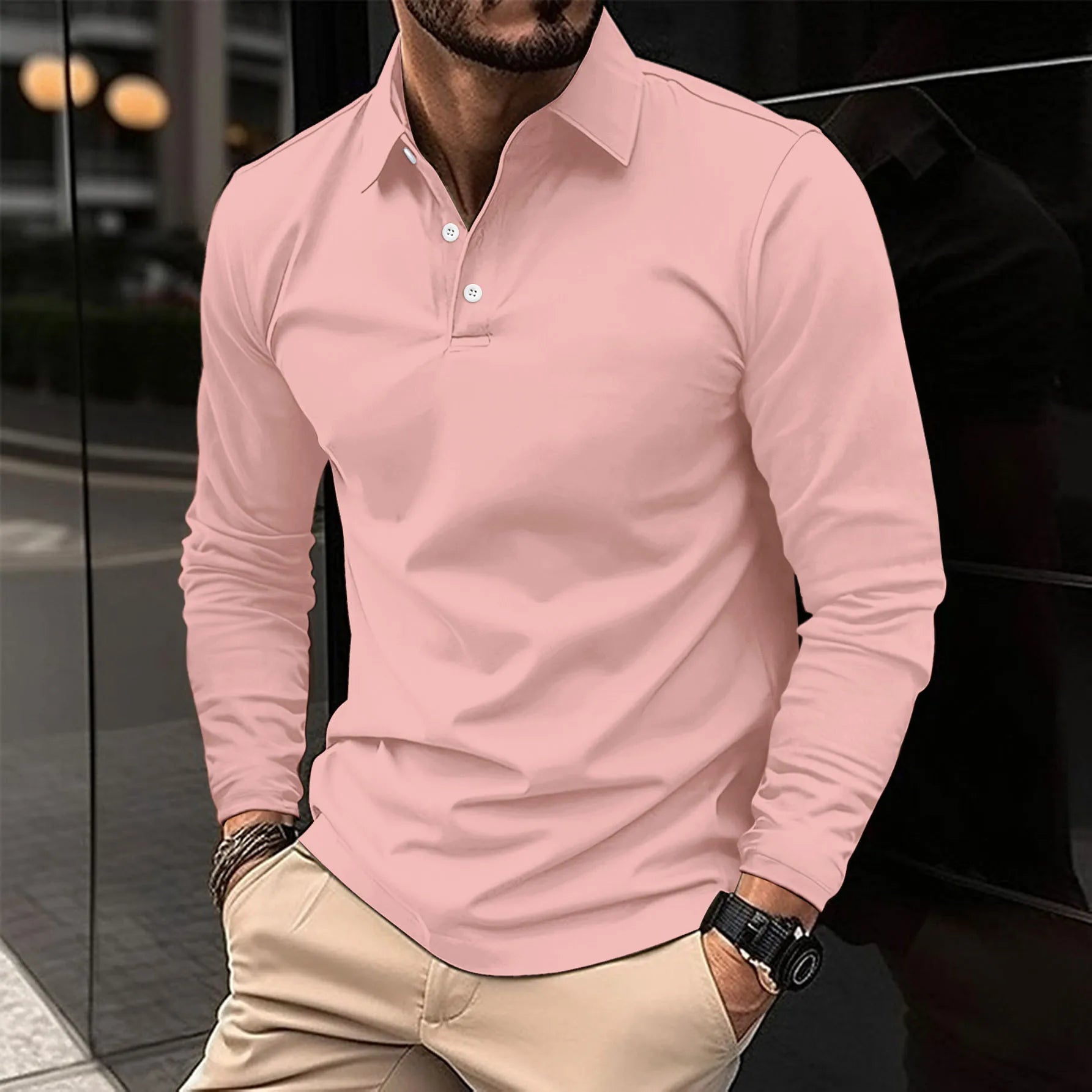William Harrington | White Long Sleeve Polo Shirt for Men