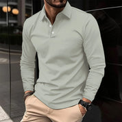 William Harrington | White Long Sleeve Polo Shirt for Men