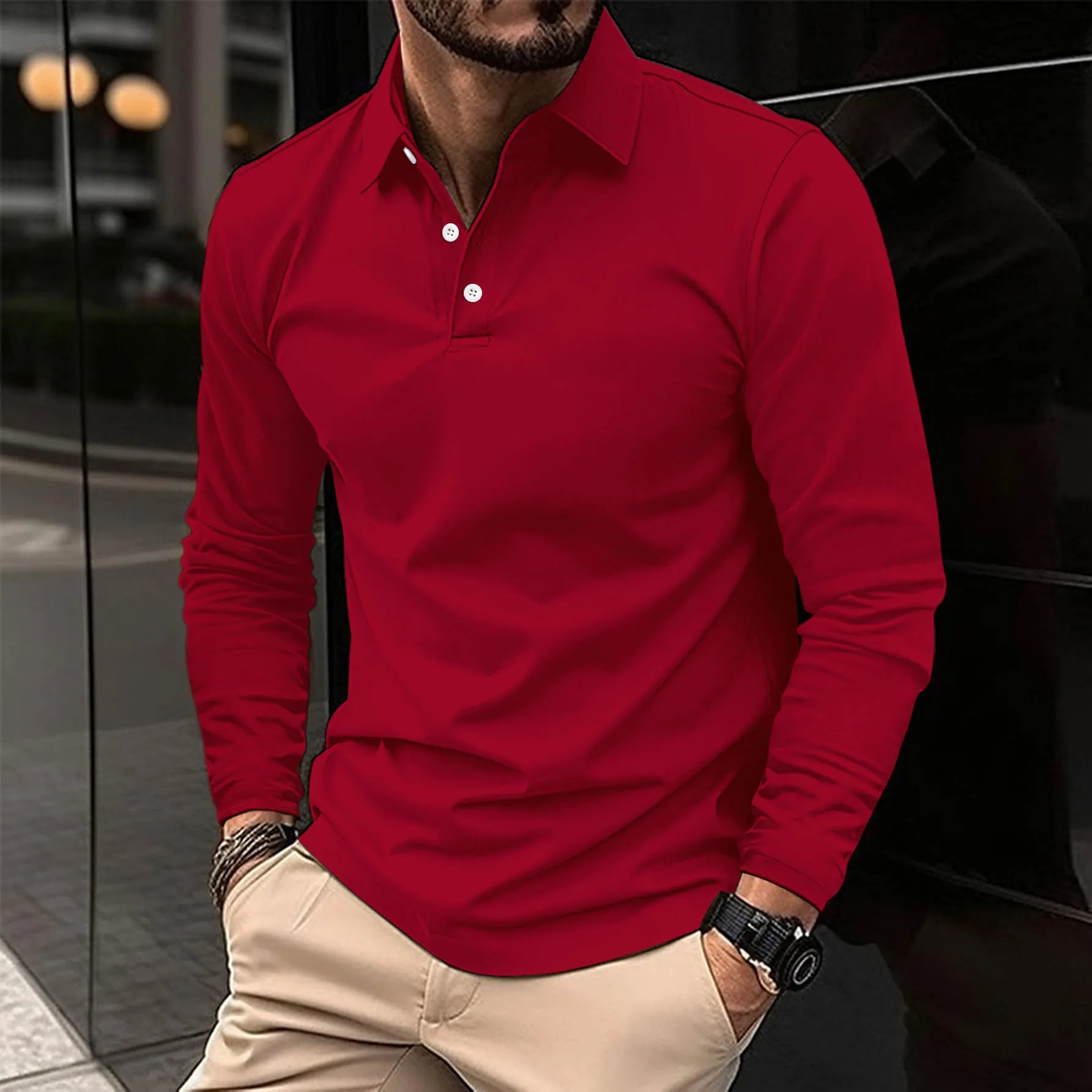 William Harrington | White Long Sleeve Polo Shirt for Men