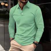 William Harrington | White Long Sleeve Polo Shirt for Men