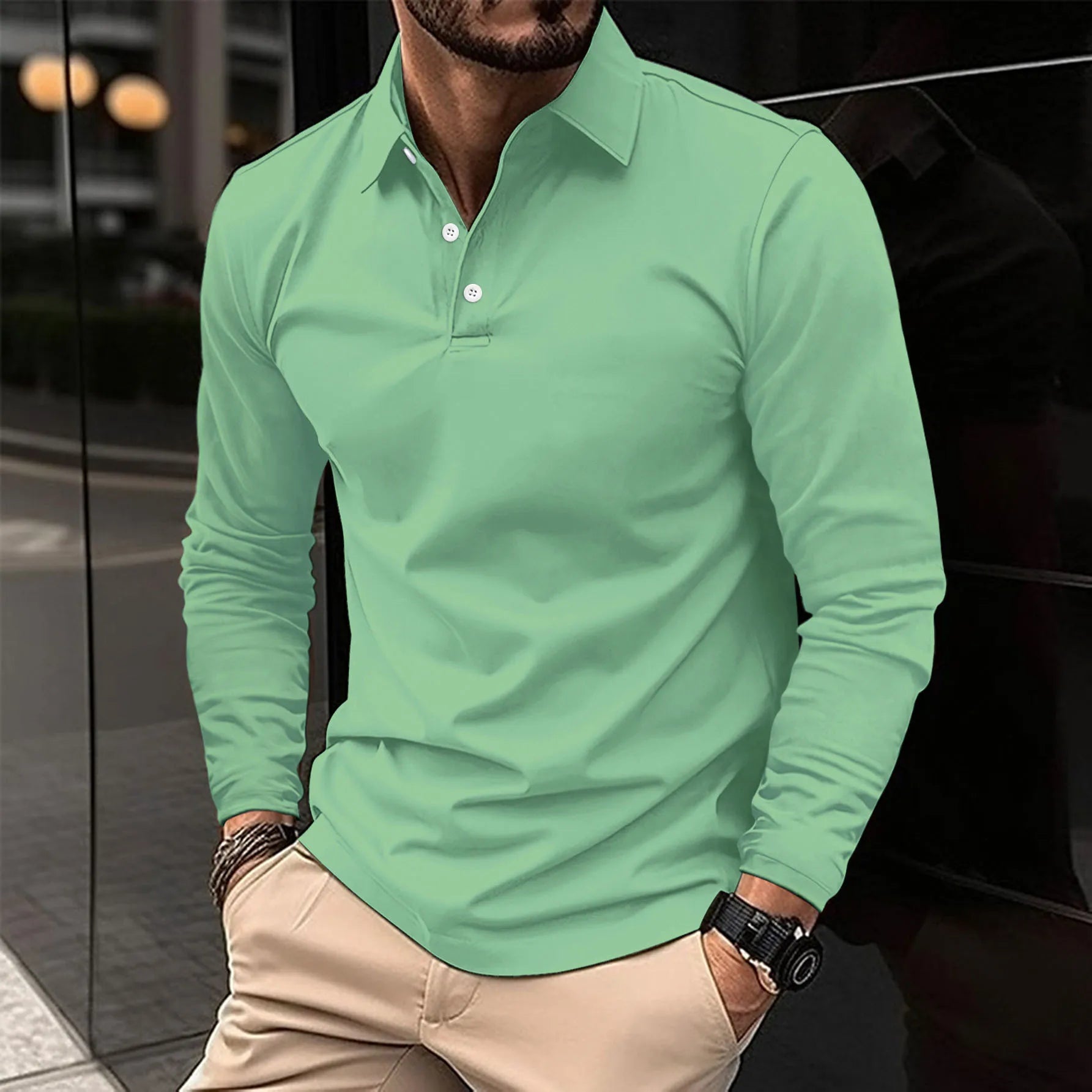William Harrington | White Long Sleeve Polo Shirt for Men