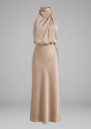 Celeste Marconi | Satin High Neck Midi Dress For Women