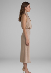 Celeste Marconi | Satin High Neck Midi Dress For Women