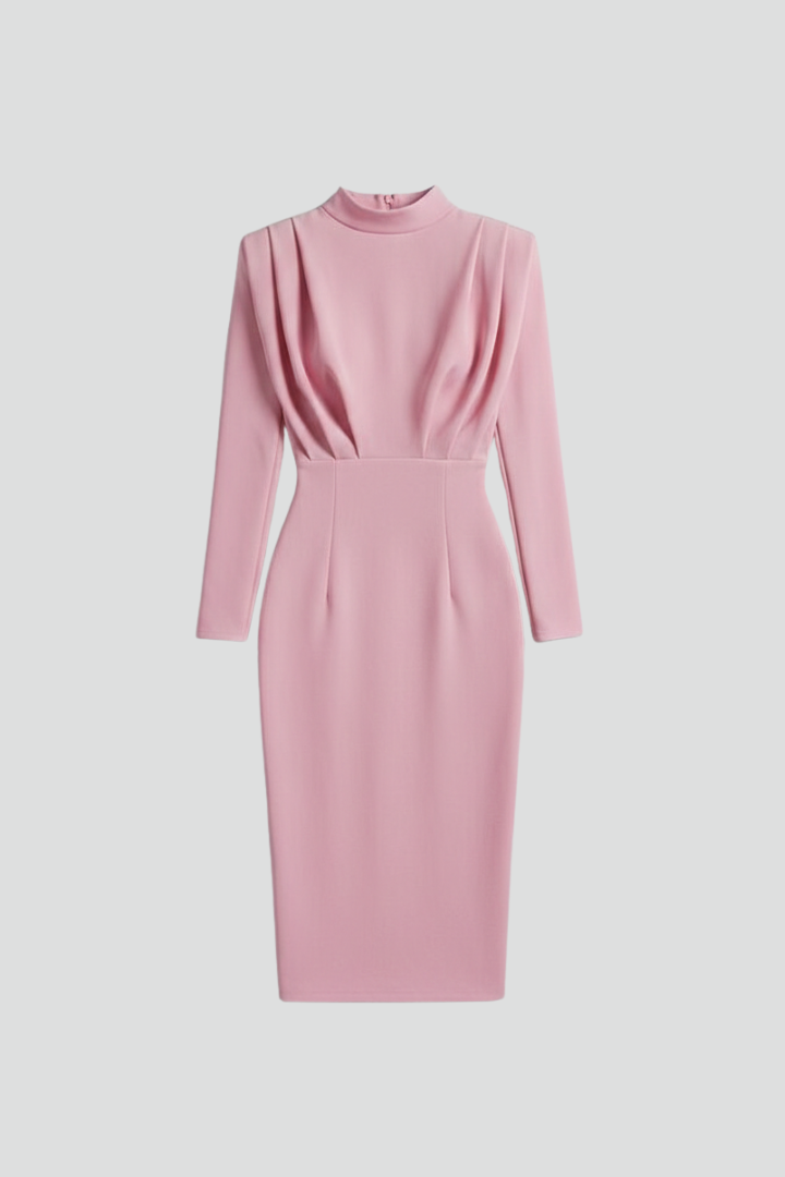 Victoria Monroe | Elegant Pink Midi Dress For Women