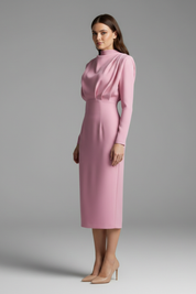 Victoria Monroe | Elegant Pink Midi Dress For Women