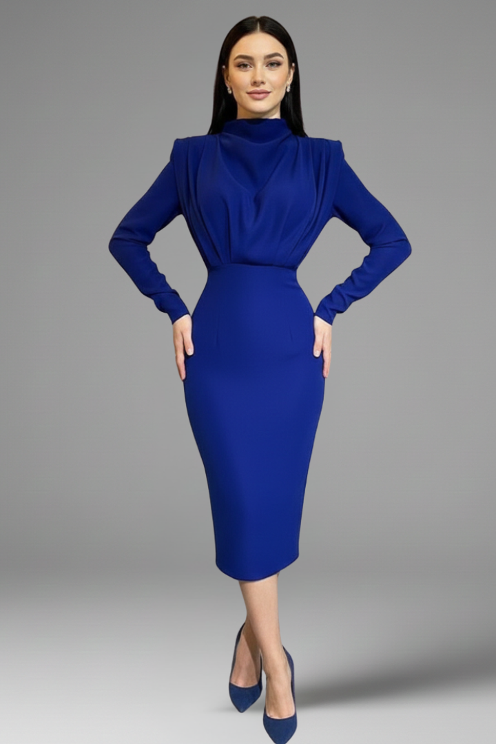 Victoria Monroe | Elegant Pink Midi Dress For Women