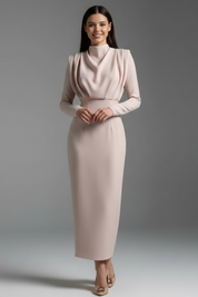 Victoria Monroe | Elegant Pink Midi Dress For Women