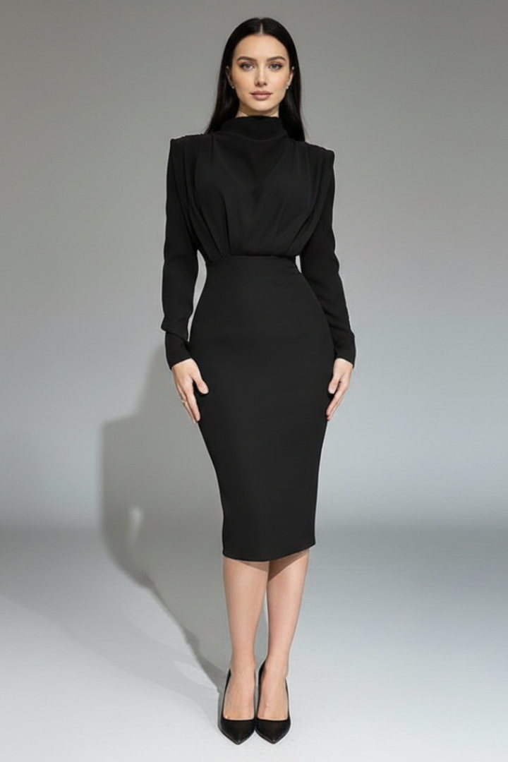 Victoria Monroe | Elegant Pink Midi Dress For Women