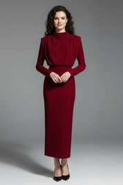 Victoria Monroe | Elegant Pink Midi Dress For Women