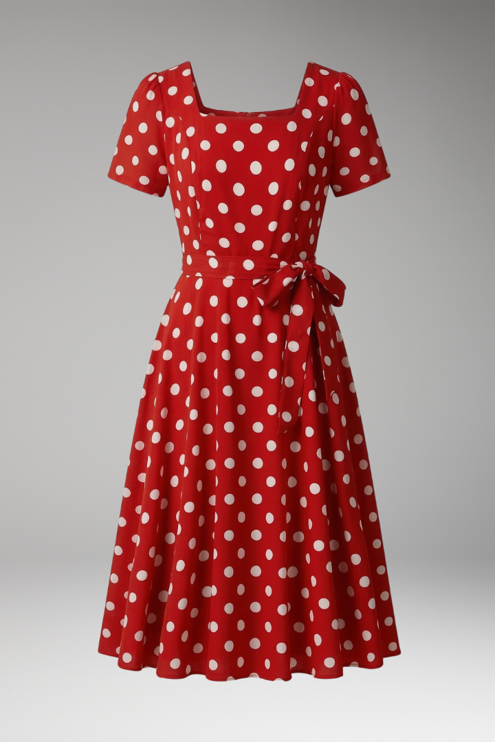 Clara Bellini | Red Polka Dot Midi Dress For Women