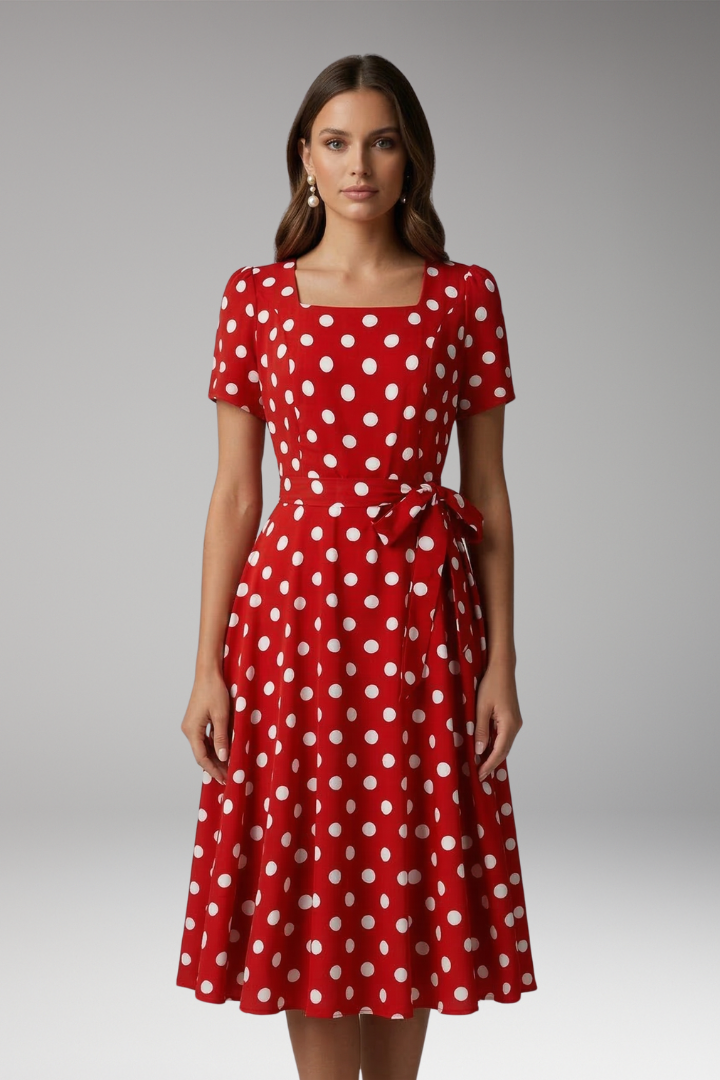 Clara Bellini | Red Polka Dot Midi Dress For Women