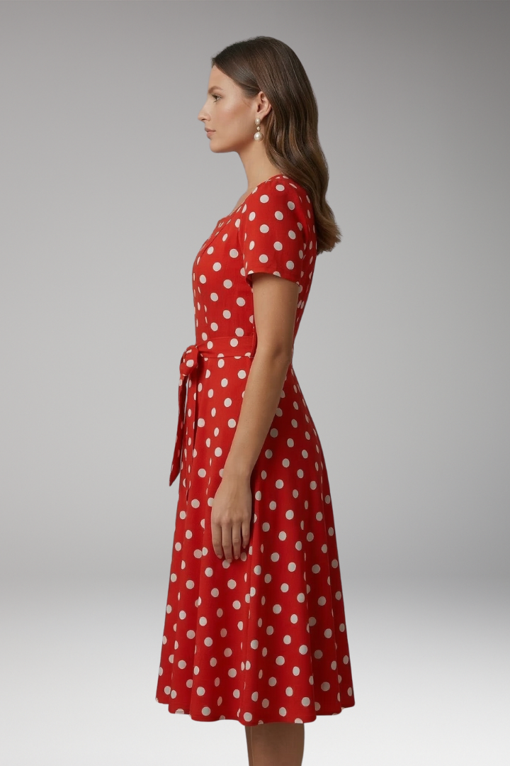 Clara Bellini | Red Polka Dot Midi Dress For Women