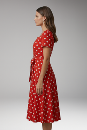 Clara Bellini | Red Polka Dot Midi Dress For Women