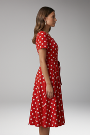 Clara Bellini | Red Polka Dot Midi Dress For Women