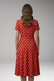 Clara Bellini | Red Polka Dot Midi Dress For Women