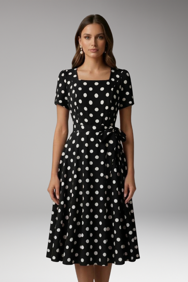 Clara Bellini | Red Polka Dot Midi Dress For Women