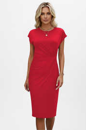 Victoria Sinclair | Elegant Ruched Midi Dress For Women