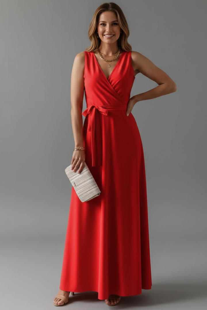 Isabella Laurent | Red Maxi Dress For Women