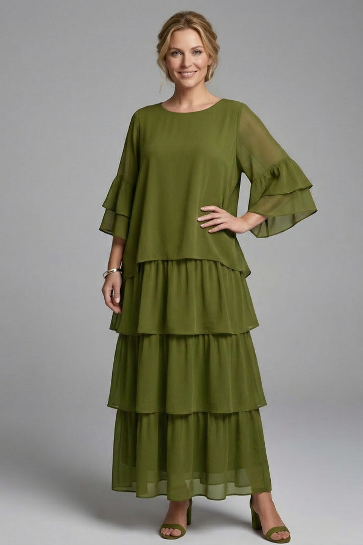 Genevieve Hartwell | Tiered Chiffon Maxi Dress For Women