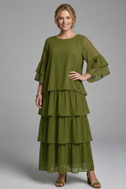 Genevieve Hartwell | Tiered Chiffon Maxi Dress For Women