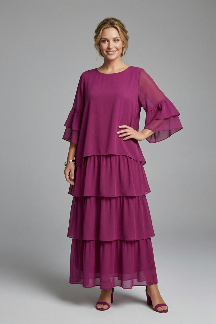 Genevieve Hartwell | Tiered Chiffon Maxi Dress For Women