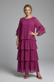 Genevieve Hartwell | Tiered Chiffon Maxi Dress For Women