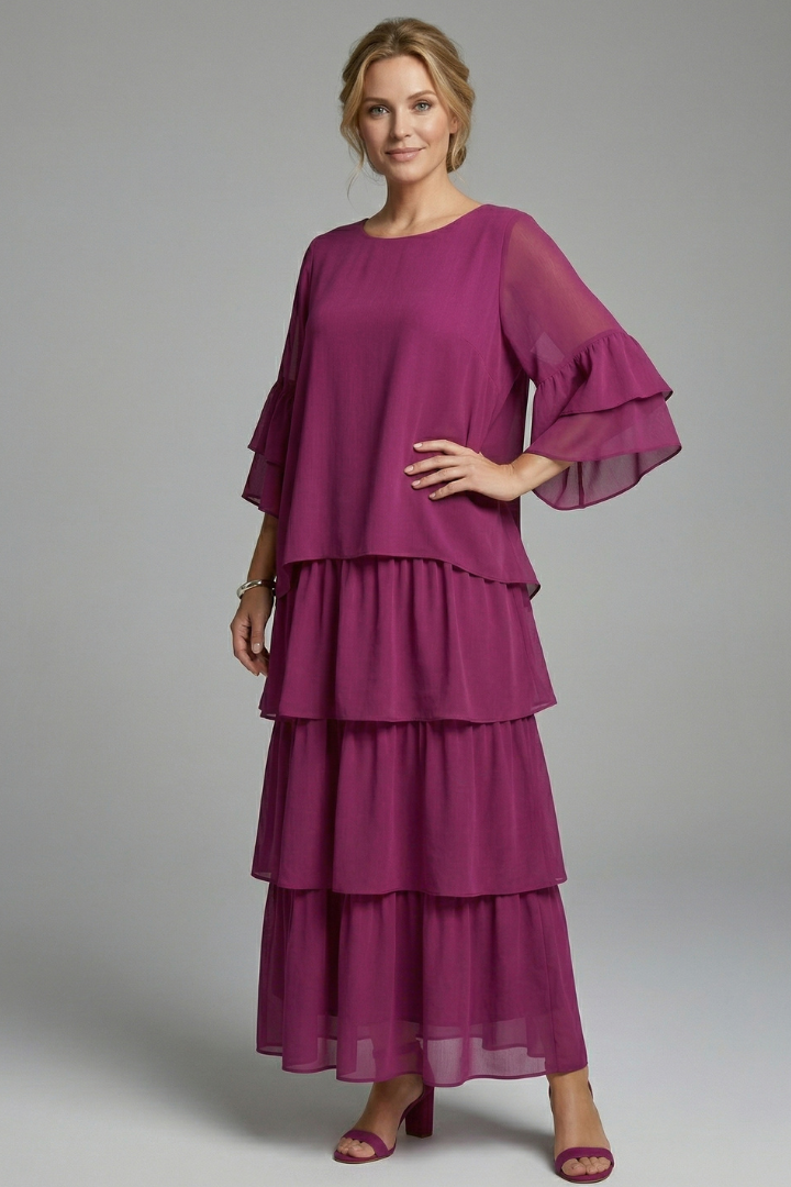 Genevieve Hartwell | Tiered Chiffon Maxi Dress For Women
