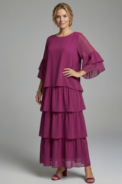 Genevieve Hartwell | Tiered Chiffon Maxi Dress For Women