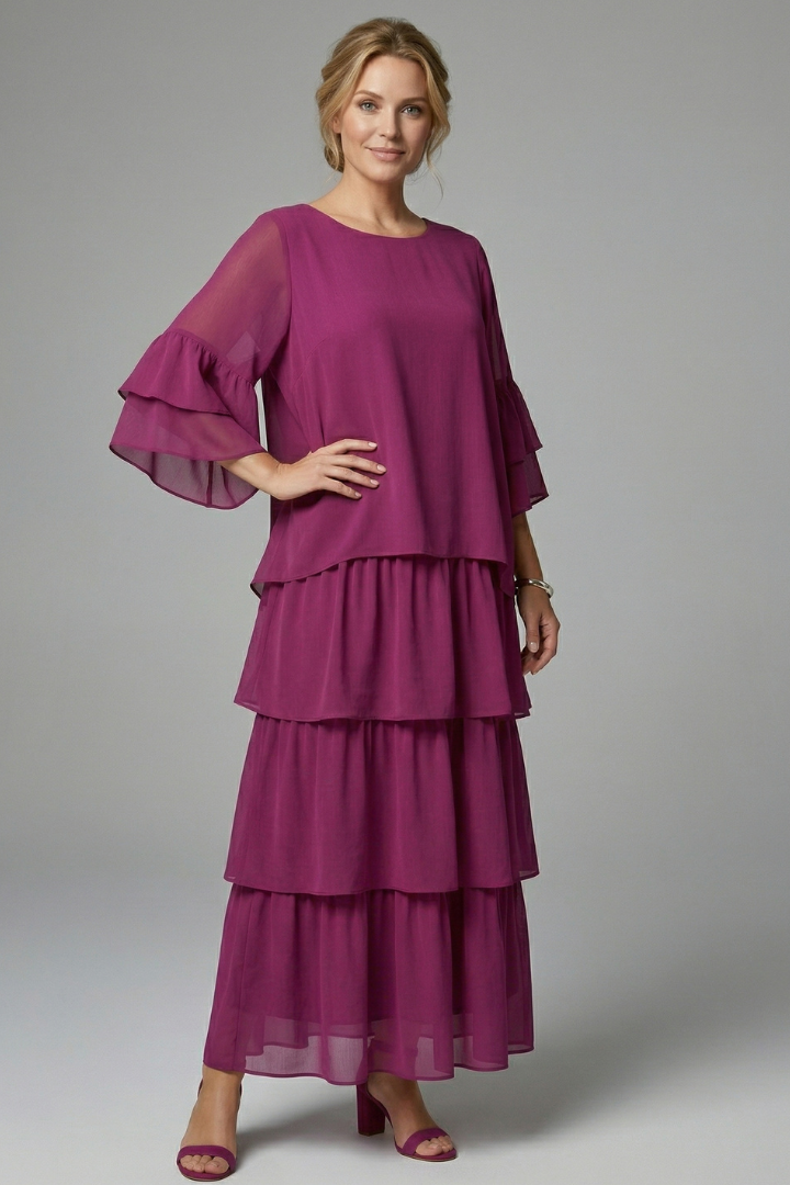 Genevieve Hartwell | Tiered Chiffon Maxi Dress For Women