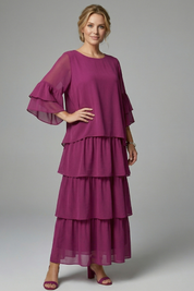 Genevieve Hartwell | Tiered Chiffon Maxi Dress For Women